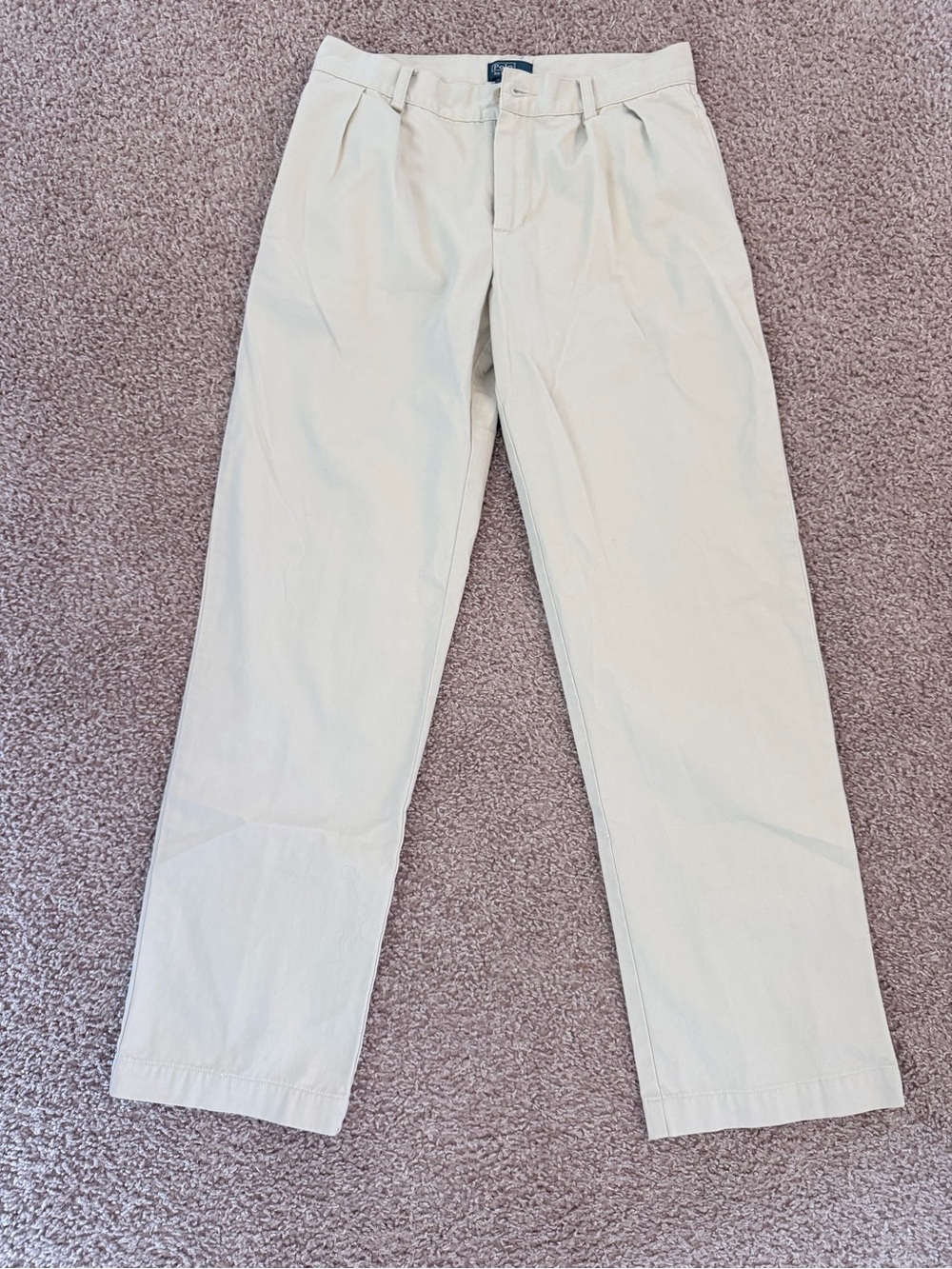 Ralph Lauren Big Boys/Youth’s Pleated Chinos in Light Beige size 16